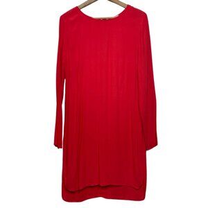 WAYF | Women's Coral Long Sleeve Crepe Lightweight Shift Dress | Size L